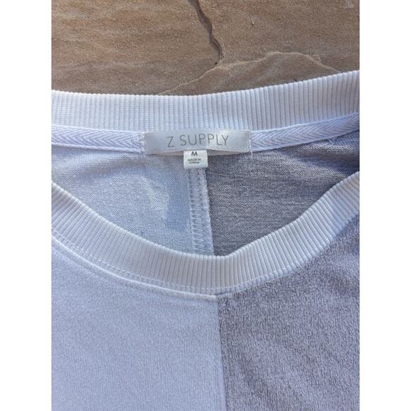 Z Supply Sweatshirt Esme Color Block Long Sleeve Top Bone Taupe Brushed Jersey M - Picture 4 of 6